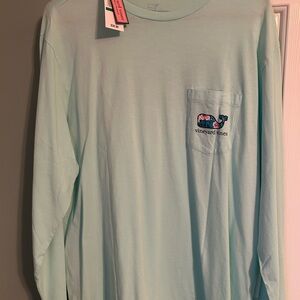 Vineyard Vines Men’s Light Green/Blue Long Sleeve Tee